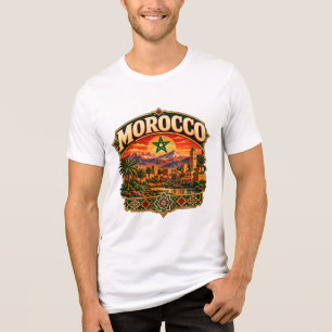Marokko Vintage Berg Reisen Poster Marokkanisch Tri-Blend Shirt