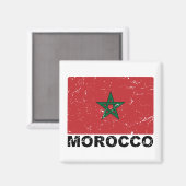 Marokko Vintage Flagge Magnet (Vorderseite/Rückseite)