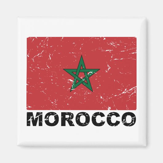 Marokko Vintage Flagge Magnet (Vorne)
