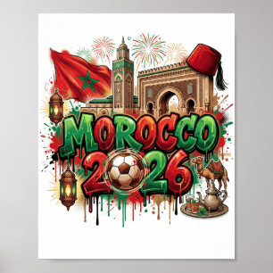 Marokko Vintage-Flagge Marokkanisch Afrikanisch Poster