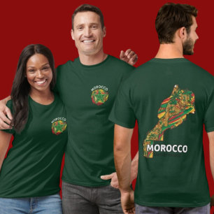Marokko Vollständige Karte Doppelseitige Flagge Er T-Shirt