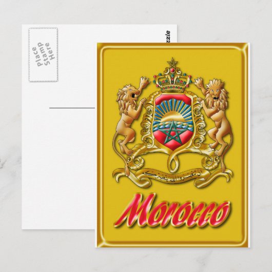 Marokko Wappen Postkarte (Vorne/Hinten)