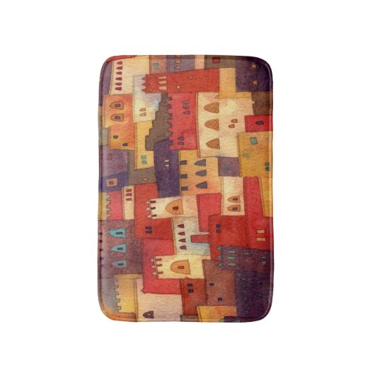 Marokko Wasserfarbe Badematte (Vorderseite Vertikal)