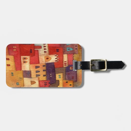 Marokko Wasserfarbe Gepäckanhänger (Vorderseite horizontal)