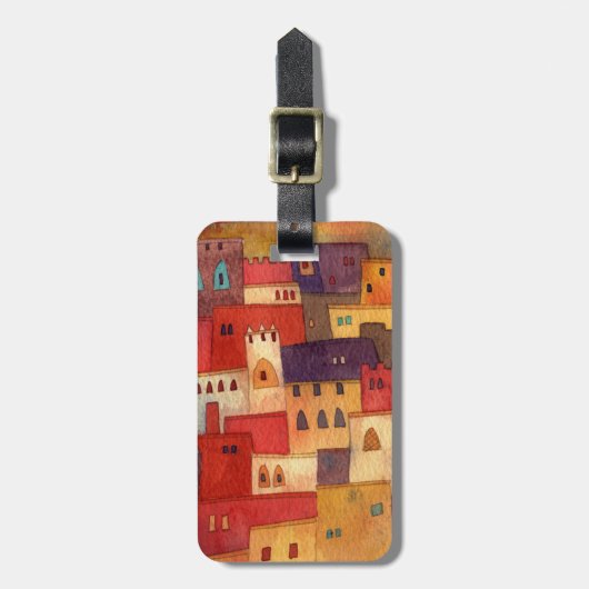 Marokko Wasserfarbe Gepäckanhänger (Vorderseite vertikal)