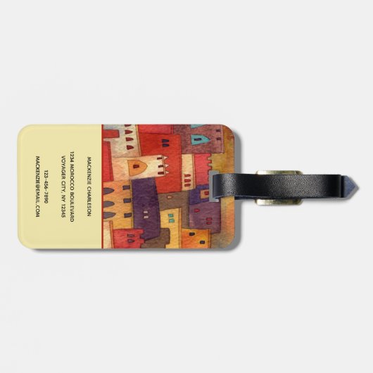 Marokko Wasserfarbe Gepäckanhänger (Rückseite horizontal)