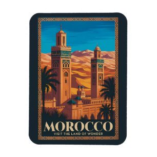 Marokko-Wüsten-Illustration Reise Kunst Vintage Magnet