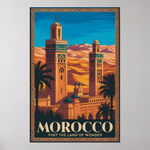 Marokko-Wüsten-Illustration Reise Kunst Vintage Poster