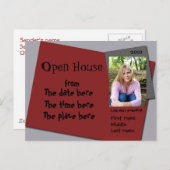 Maron (rot) und Grauer Einladung zum offenen Haus (Vorne/Hinten)