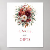 Marone Boho-Eukalyptus-Karten Und Geschenke Tischp Poster (Vorne)