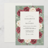 Marone Celadon Gemalte Hochzeit Einladung (Vorne/Hinten)