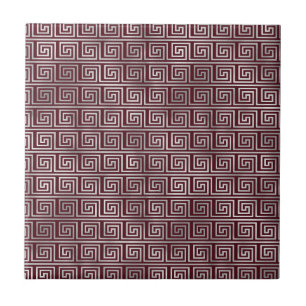 Marone Grau Altgriechische Kunst Elegantes Muster Fliese