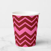 Marone Rot Pink Chevron Zickzack-Design  Pappbecher (Rückseite)