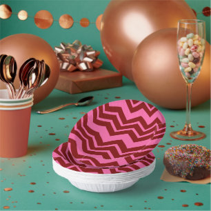 Marone Rot Pink Chevron Zickzack Design  Pappteller