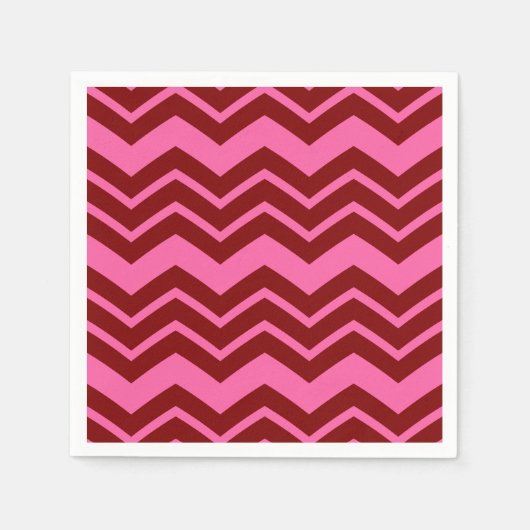 Marone Rot Pink Chevron Zickzack-Muster Serviette (Vorderseite)