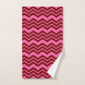 Marone Rot Pink Chevron Zigzag Design Badhandtuch Set (Handtuch)