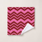 Marone Rot Pink Chevron Zigzag Design Badhandtuch Set (Waschlappen)