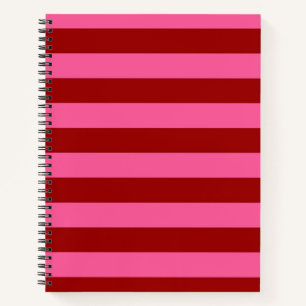 Marone Rot Pink Streifen Design Notizblock