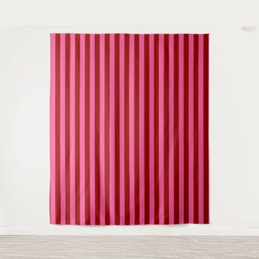 Marone Rot Pink Streifen Design  Wandteppich (Vorderseite)