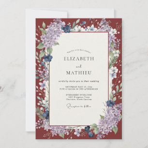 Marone-Violette-Wisteria-Hochzeit Einladung