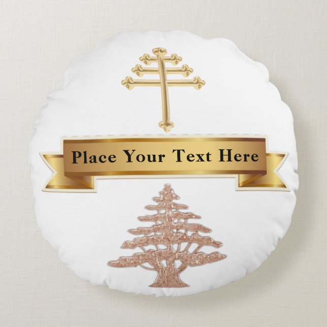 Maronite Church Wedding Personalisiert Ring Bearer Rundes Kissen (Vorderseite)