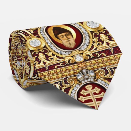 Maronite Cross, Heilige und Libanon Cedar Neck Tie Krawatte (Gerollt)