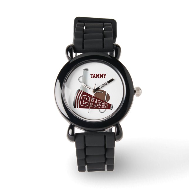 Maroo & White Cheerleader's Megaphone Custom Watch Armbanduhr (Vorderseite)