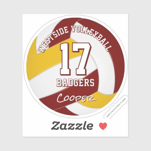 Maroolgoldvolleyball-Team färbt den Namen des Kind Aufkleber (Blatt)