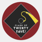 Maroon Abschluss Class 2025 Runder Aufkleber (Vorderseite)