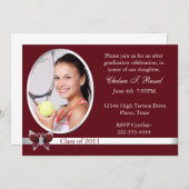 Maroon Abschluss Foto Party Einladung (Vorne/Hinten)