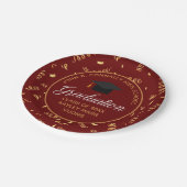 Maroon Abschluss Gold Streamers Custom 2025 Party Pappteller (Schrägansicht)