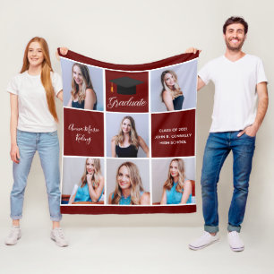 Maroon Abschluss Hochrangiges Portrait-Collage Fleecedecke