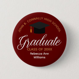 Maroon Abschluss Personalisiert 2025 Graduate Button