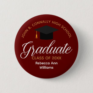 Maroon Abschluss Personalisiert 2025 Graduate Button