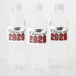 Maroon Abschlussfeier Klasse 2026 Wasserflaschenetikett