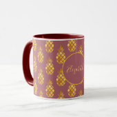 Maroon-Ananas Muster Familienname Tasse (Vorderseite Links)