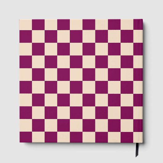 Maroon and beige checkerboard pattern gästebuch (Rückseite)