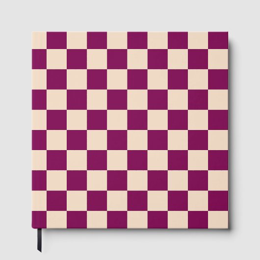 Maroon and beige checkerboard pattern gästebuch (Vorderseite)