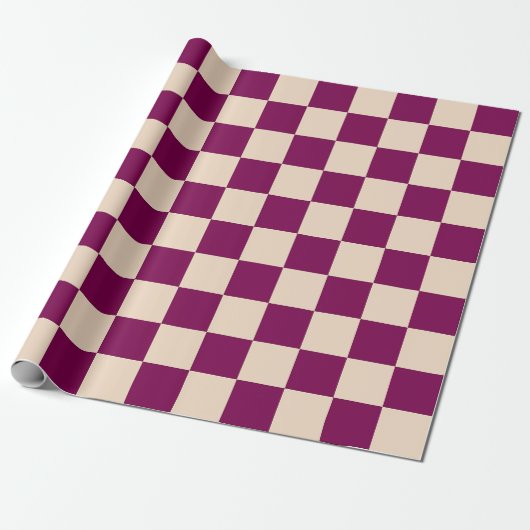 Maroon and beige checkerboard pattern geschenkpapier (Ungerollt)