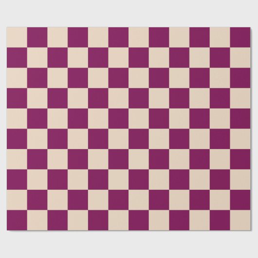 Maroon and beige checkerboard pattern geschenkpapier (Flach)
