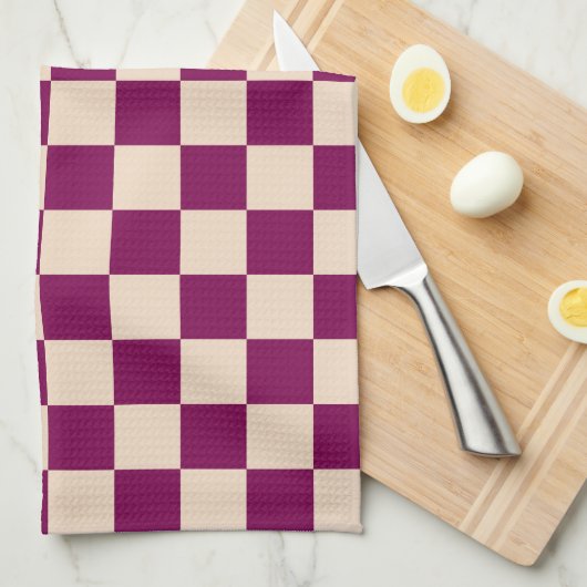Maroon and beige checkerboard pattern geschirrtuch (Viertel Falte)