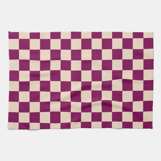 Maroon and beige checkerboard pattern geschirrtuch (Horizontal)