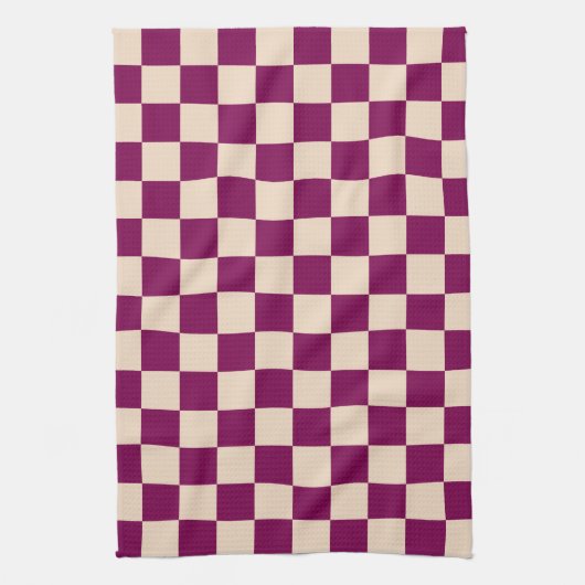 Maroon and beige checkerboard pattern geschirrtuch (Vertikal)