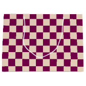 Maroon and beige checkerboard pattern große geschenktüte (Vorderseite)