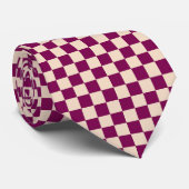 Maroon and beige checkerboard pattern krawatte (Gerollt)