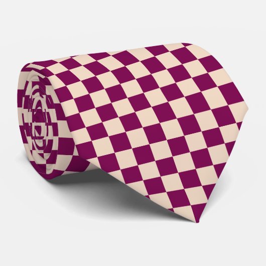 Maroon and beige checkerboard pattern krawatte (Gerollt)