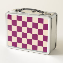 Maroon and beige checkerboard pattern metall brotdose