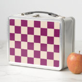 Maroon and beige checkerboard pattern metall brotdose (Beispiel)