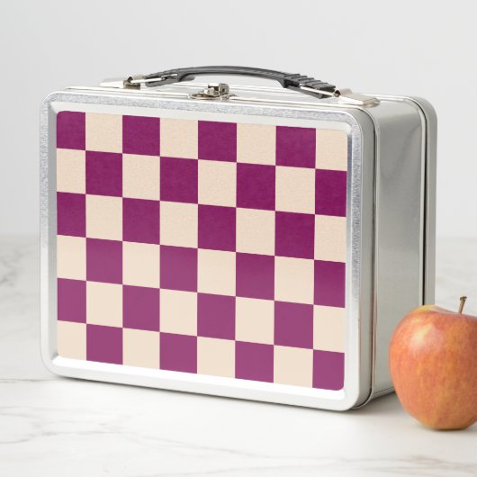 Maroon and beige checkerboard pattern metall brotdose (Beispiel)