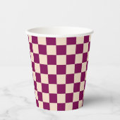 Maroon and beige checkerboard pattern pappbecher (Vorderseite)